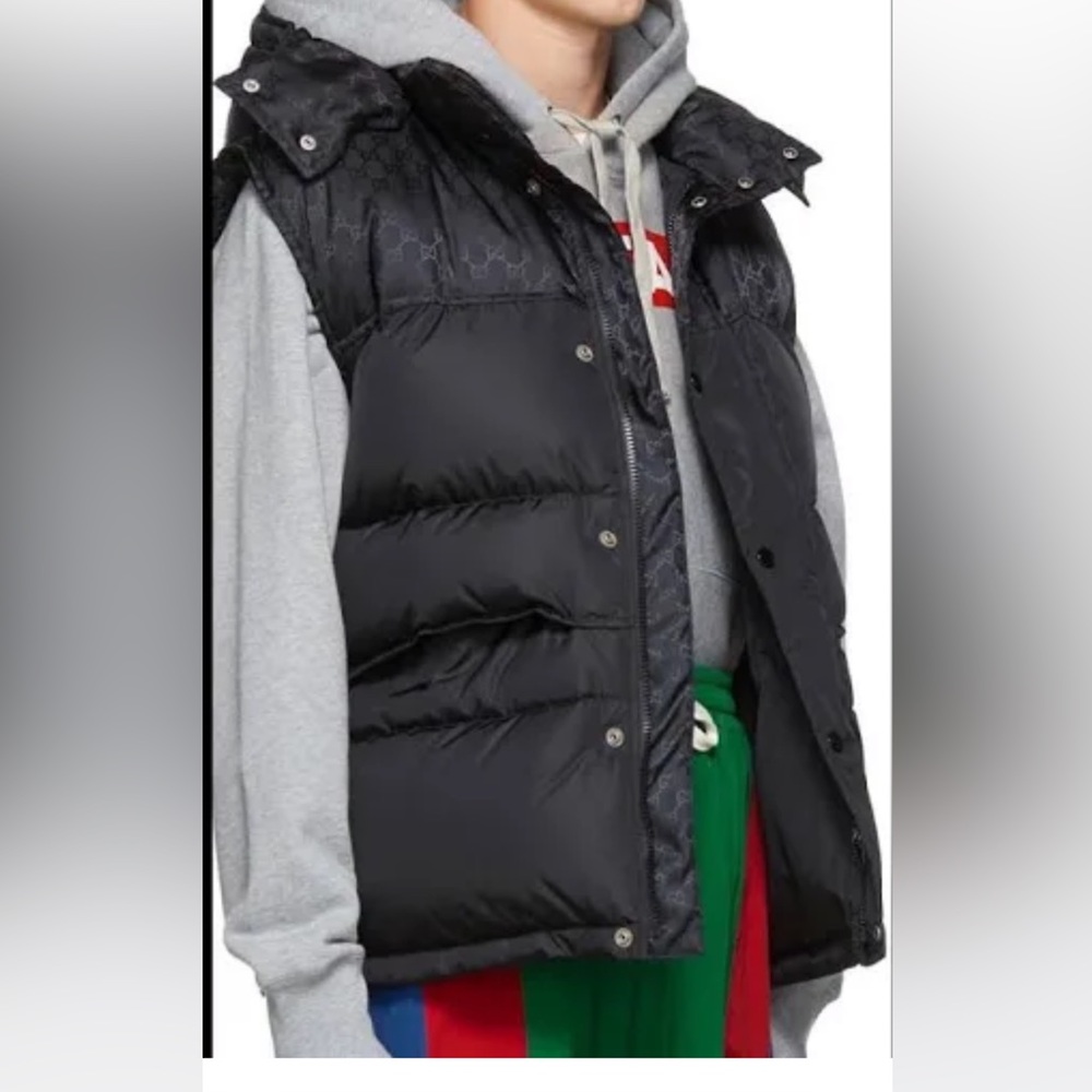 Gucci Men's Black Down Gg Puffer Vest